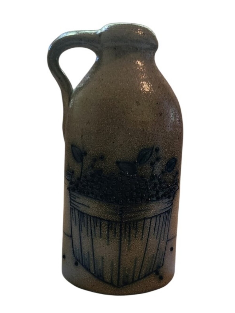 Salmon Falls Stoneware Jug Handpainted Blueberry Pattern 1989